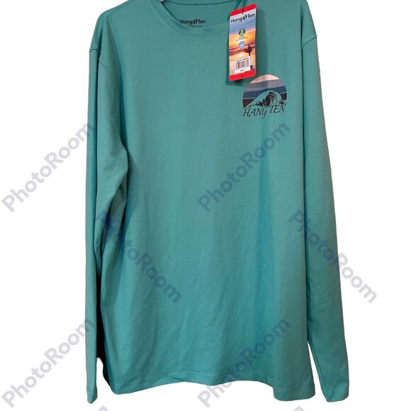 Men's Crew Neck Shirt, Hang Ten, M, Green, NWT - Picture 2 of 5